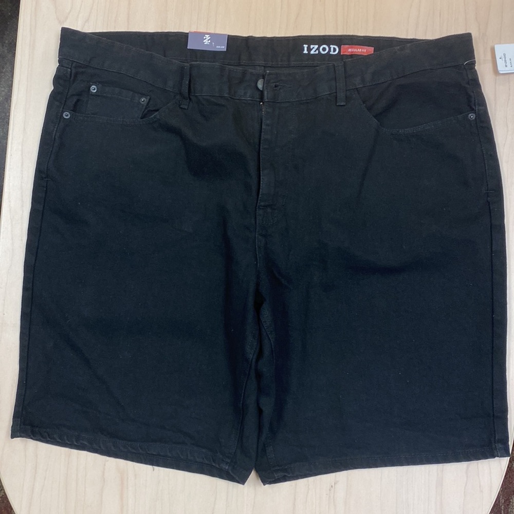 IZOD Regular-Fit Big Man Black Denim Shorts 48 waist NWT - Picture 4 of 12